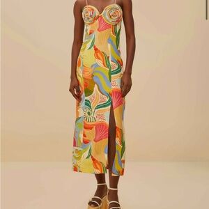 FARM Rio Linen Midi Dress (M)